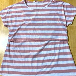 Striped Pink and White nursing top